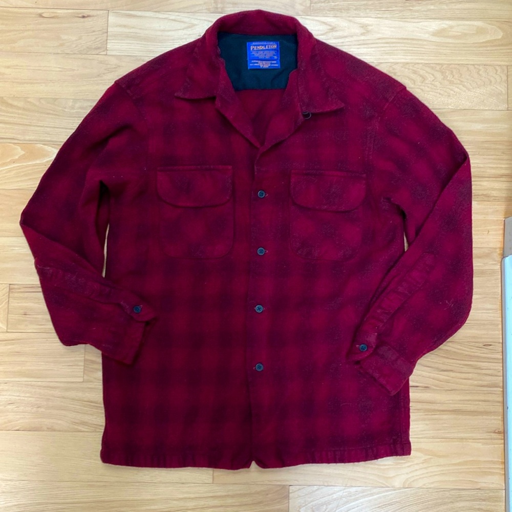 Pendleton Wool Red Subtle Plaid Buttoned Long Sle… - image 1